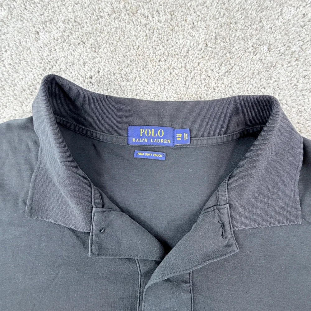 Polo Ralph Lauren Pima Soft Touch Polo Shirt‎ 2XB Black Classic Fit Minimalist